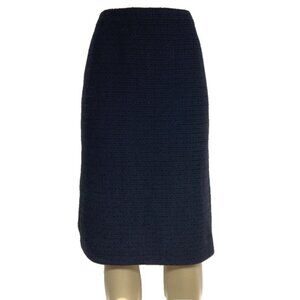 St John Evening Textured Knit Skirt Pencil Straight Knee Black Vintage 14 XL